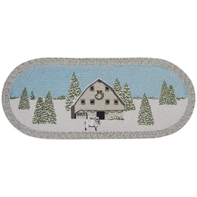 Humble Beginnings Print Cotton Country Home Oval Braided Table Runner 15"x36" - Image 1 of 2