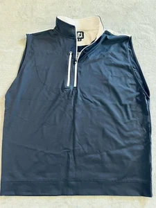 Footjoy Vest Mens Large Navy Stretch Jersey 1/4 Zip Quarter Performance Golf - Picture 1 of 4