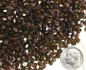 Swarovski® Crystal XILION Bicone 4mm Beads #5328 OLIVINE COPPER Factory Package - Picture 1 of 12