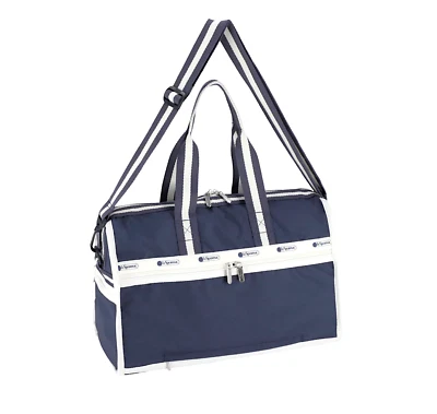 Bolso de cuerpo LeSportsac Spectator Deep Blue Deluxe mediano de fin de semana, azul marino/blanco Foto 1 de 4