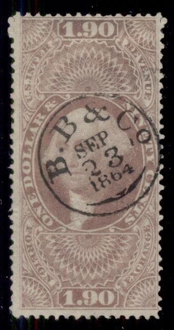 US #R80c $1.90 Foreign Exchange, used w/full black handstamp, VF, Miller cert - Image 1 of 1