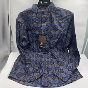 Camisa Ariat Para Hombre Sin Arrugas Kaiser Calce Clásico Marrón Índigo 10042371 - Imagen 1 de 5