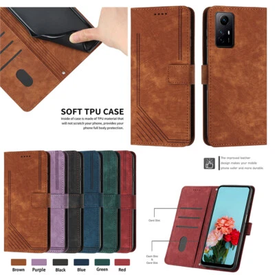 Funda tipo billetera de cuero magnético con ranura para tarjeta abatible para Redmi Note 11A 8 Pro POCO F5 Foto 1 de 3