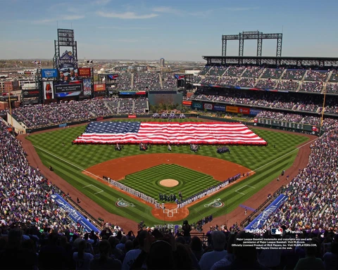 Coors Field Colorado Rockies Unsigned National Anthem General View Photo Cover