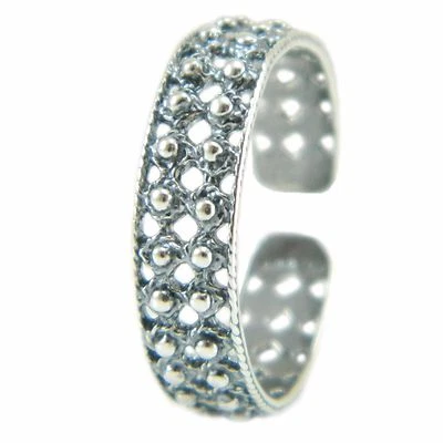 Anello Fede Sarda argento brunito a pallini traforata 2 file Gioiello Sardegna - Immagine 1 di 2