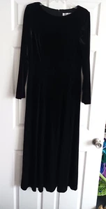 David Waren Womens Velvet Maxi Dress Black Long Sleeve Maxi Size 12 Witchy vibe - Picture 1 of 3
