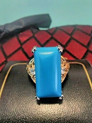 Blue Howlite and White Topaz Ring in Plated YG and Platinum Bond Copper 9.70 cts - Image 1 of 4
