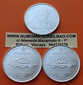 NIKOLA TESLA 100 Dinara 2023 ANTI-GRAVITY AIRCRAFT Serbia 1 Oz UNC SILVER COIN - Imagen 1 de 3