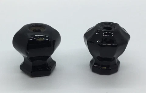 Vintage Black Glass Drawer Knobs Cover
