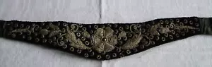 Antike Deutsche Tracht,Gürtel Silberfiligran Stickerei auf Samt und Seide +schwa - Bild 1 von 10