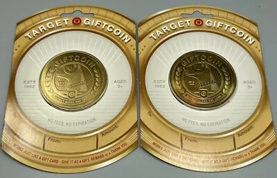 Lote de 2 tarjetas de regalo coleccionables de monedas de oro Bullseye Dog 2015 Target - SIN VALOR Foto 1 de 4