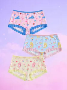 Women's Kawaii Cartoon Care Bears Lace Boyshort Panties - Pack of 3 - Picture 1 of 12