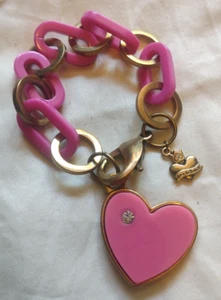 Vera Wang Princess Born to Rule Chunky Pink Gold Heart Charm Bracelet Adorable - Picture 1 of 6