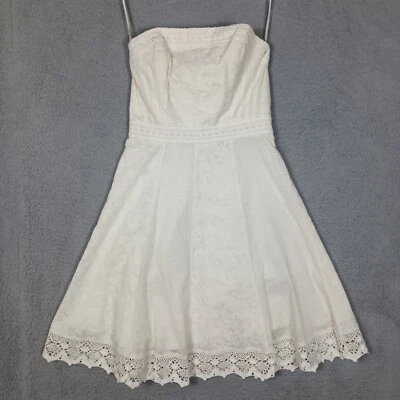 Vestido Casa Blanca Mercado Negro Mujer 8 Marfil Crochet Encaje Bordado Sin Tirantes Foto 1 de 4