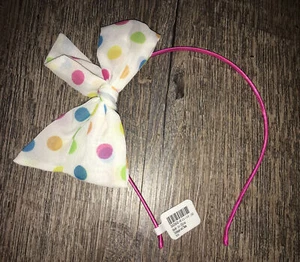 Claire’s Rainbow Polka Dot Bow Hair Headband Nwt - Picture 1 of 5