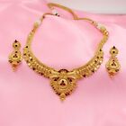 22k Yellow Gold Necklace set Jewelry, Indian Handmade Pure Gold Necklace Set