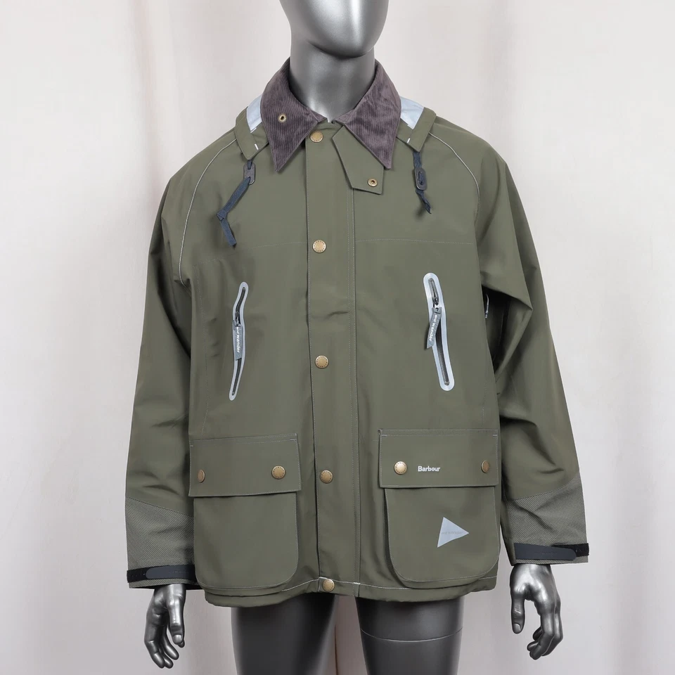 BARBOUR X AND WANDER Logo-Print Hooded Jacket In Green Size M - Image 1 of 4