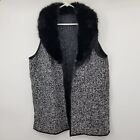 Talbots Woman Faux Fur Knit Open Front Sweater Vest Plus Size