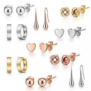 Rose Gold, Yellow Gold or Silver Earrings - Picture 1 of 4