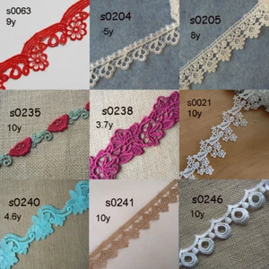 3-10 Yards 1"-2.5'' Wide Rayon Venise Lace Purplish Red,White,Green,Beige zhs15 - Picture 1 of 10