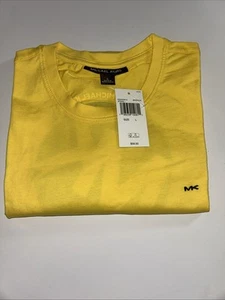 Michael Kors Meringue Yellow Black Logo Shirt - Size L - NEW! - Picture 1 of 5