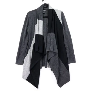 Cárdigan de cachemir Bloomingdale's talla pequeña frente abierto suéter bloques de colores - Imagen 1 de 12