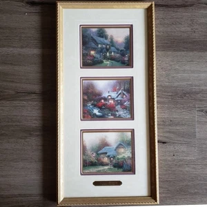 Thomas Kinkade Cottage Memories Portfolio Editions ~21x10 Framed Trio Art Print - Picture 1 of 10