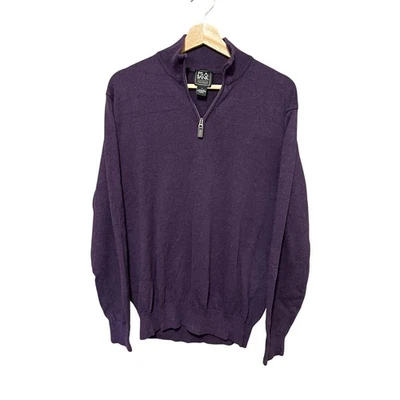 Мужской пуловер на молнии 1/4 Jos A Bank Traveler свитер Pima хлопок фиолетовый большой - Изображение 1 из 4