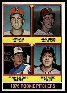 1976 Topps #597 1976 Rookie Pitchers (Aase / Kucek / LaCorte / Pazik) RC, UER - Picture 1 of 2