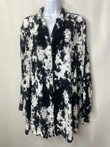 Como Vintage Womens 1X  Button-Up Long Tab Sleeve Lightweight Artsy Lagenlook - Picture 1 of 11