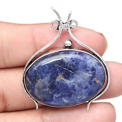 Colgante Sodalita Plata Piedras Preciosas Joyería Hecho a Mano Chapado Esterlina Natural Foto 1 de 4
