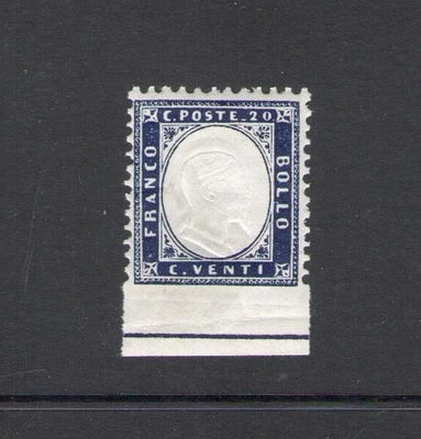 1862 Italy, No. 2 - 20 Cent Indigo, Not Toothed Bottom, MNH** - Image 1 of 2