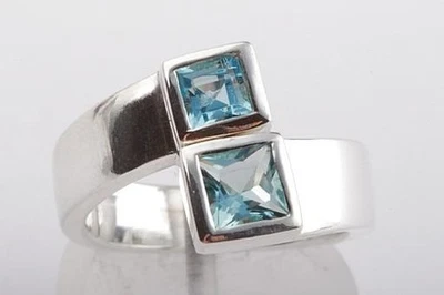 Topas Ring 925er Sterling Silber Blautopas Gr 51 Top! # - Bild 1 von 4