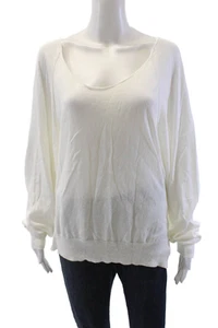 Deborah James Womens Silk Long Sleeve Round Neck Top White Size M - Picture 1 of 6