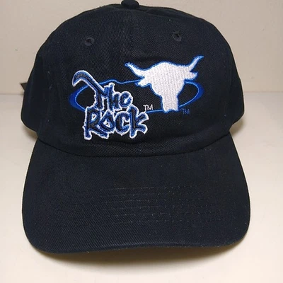 Vintage WWF WWE The Rock Logo  Dwayne Johnson YOUTH Size Adjustable Hat Ball Cap - Image 1 of 4