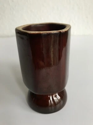 Vase sechseckig 1,25l braun glasiert | vase hexagonal 1.25l brown glazed - Bild 1 von 4
