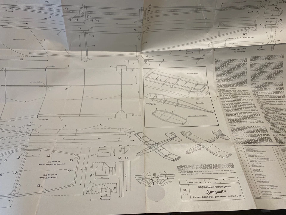 Nachl. Hans Adenaw, piano di costruzione modello di aliante "Jungvolk", (47) - Immagine 1 di 1