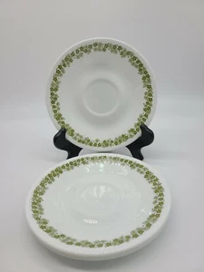 4 Corelle Corning Ware Crazy Daisy Spring Blossom Saucers 6 1/8" Green Vintage - Picture 1 of 2