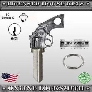 Nuevo revólver pistola 3D sin cortar llave de vaquero en blanco - llave Schlage hecha en EE. UU. - SC1 - Imagen 1 de 2