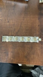 Vintage Sterling Aztec Calendar Bracelet - Bild 1 von 5