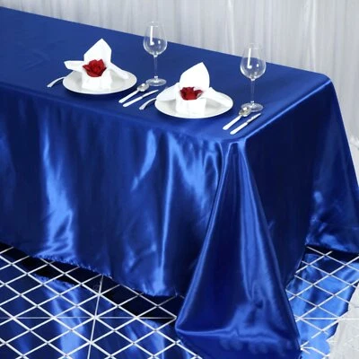 Royal Blue 90x132" RECTANGLE Satin TABLECLOTH Wedding Party Home Banquet Linens - Image 1 of 4