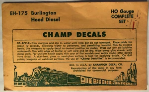 Calcomanías vintage EH 175 Burlington Hood modelo diésel tren campeón - Imagen 1 de 1
