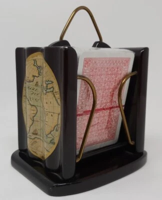 Portacarte Emisferi Mappamondo 2 Mazzi Poker Burraco Legno PCA2MG Collezione - Immagine 1 di 4