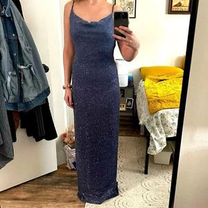 Vintage Jodi Kristopher Cowl Gradient Sparkle Glitter Slit Dress Size Small - Picture 1 of 15