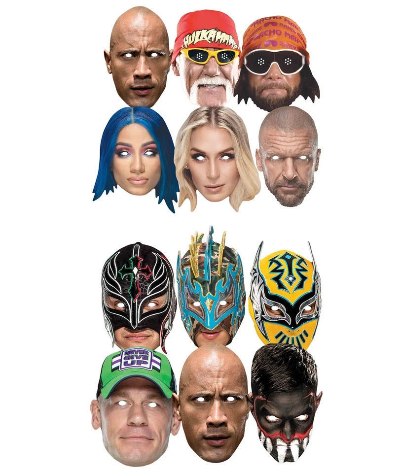 WWE Wrestlers Official 2D Card Face Masks Bumper Party Variety 12 Pack - Image 1 of 1