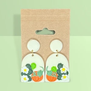 Clay Pumpkin halloween earrings - Picture 1 of 3