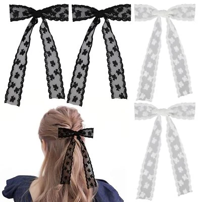 4 piezas lazos de encaje para mujer elegante lazo de pelo de encaje con cintas clips perfectos para... Foto 1 de 4