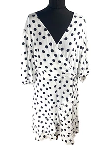 F&F White Polka Dot Smock Dress Midi Women’s UK Size 20 - Picture 1 of 7