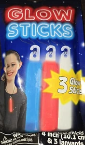 Amscan Outdoor rot, weiß, blau, Leuchtstäbe - 3er Pack Neu mit Etikett - Bild 1 von 2