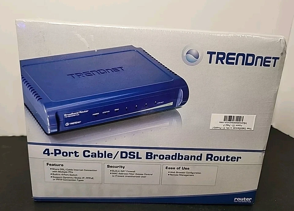 TRENDnet 4 Port Cable DSL Broadband Router TW100S4W1CA TV Video BOX New Sealed - Image 1 of 4